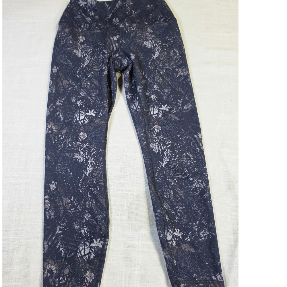 RBX Womens High Rise Abstract Floral Camo Activewear Leggings Grey Mauve Size M